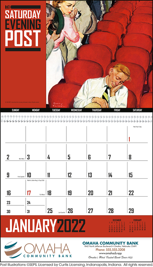 Saturday Evening Post with Norman Rockwell Spiral Bound Wall Calendar for 2022